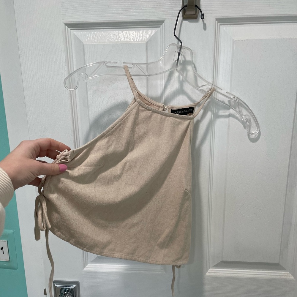 Cream Crop Top with Lace Up on sides